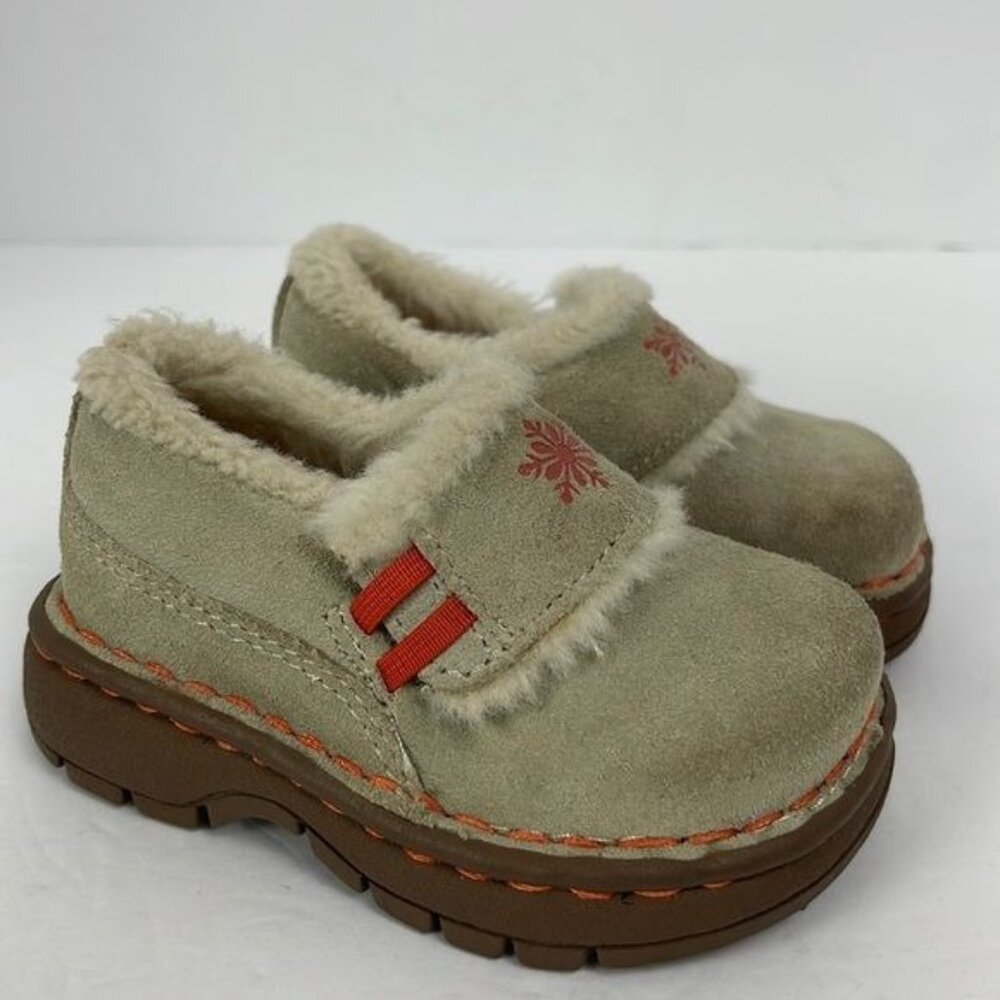 Kid Connection Toddler Khaki Leather Suede Slip On Shoes Size 5 Euro 21 granola